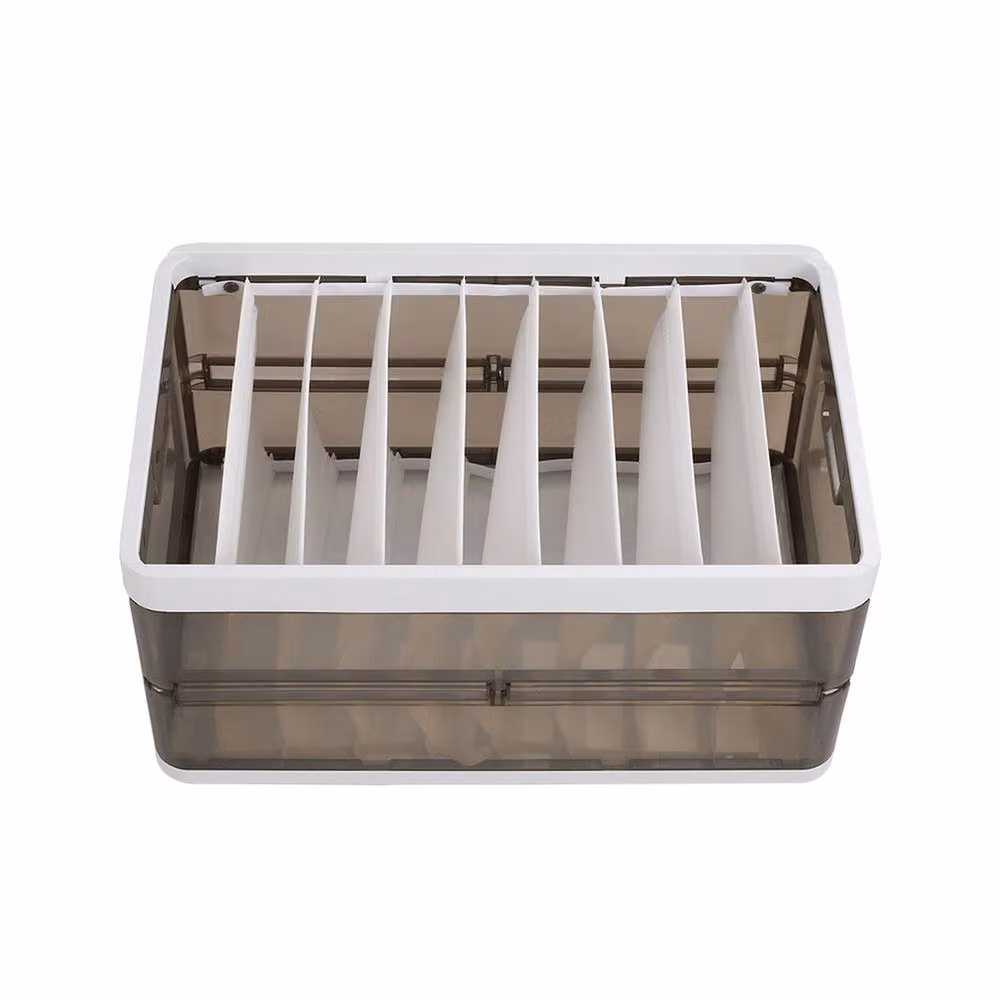 Garden Sanctuary Folding Clothes Organiser Wardrobe Drawer Storage Box with Dividers, Brown and Transparent, W: 40.0 cm, D: 20.0 cm – 2