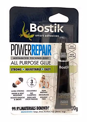 Bostik Power Repair All Purpose Glue, Solvent Free, Transparent, 19 g – 1