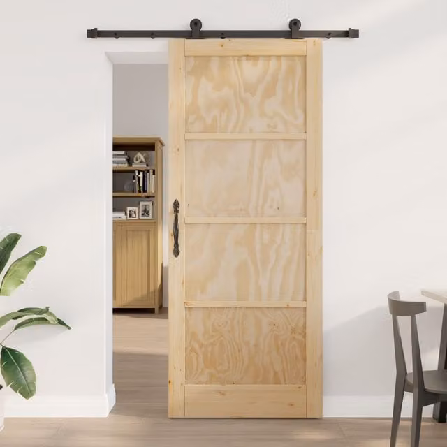 Berkfield Home Orkdal Modern Sliding Door in Beige Solid Wood Pine with Hardware Set