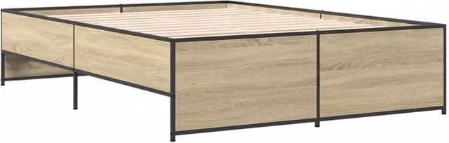 Berkfield Home Durable Bed Frame in Sonoma Oak, Brown, W: 140 cm, D: 190 cm, H: 40.5 cm