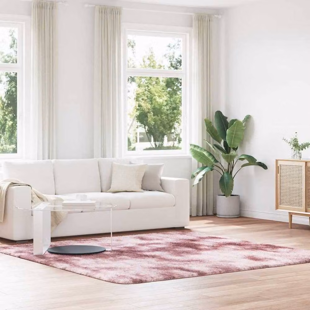 Berkfield Home Navarra Shaggy High Pile Rug in Dusty Pink, W x D: 240 x 240 cm