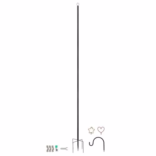 Harbour Housewares Black Metal Outdoor Festoon Pole with Interchangeable Heads, Height: 0.6-2.5 m – 1