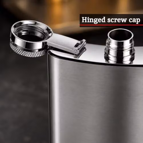 Premier Housewares Silver Stainless Steel Hip Flask Set with Shot Glass – 3