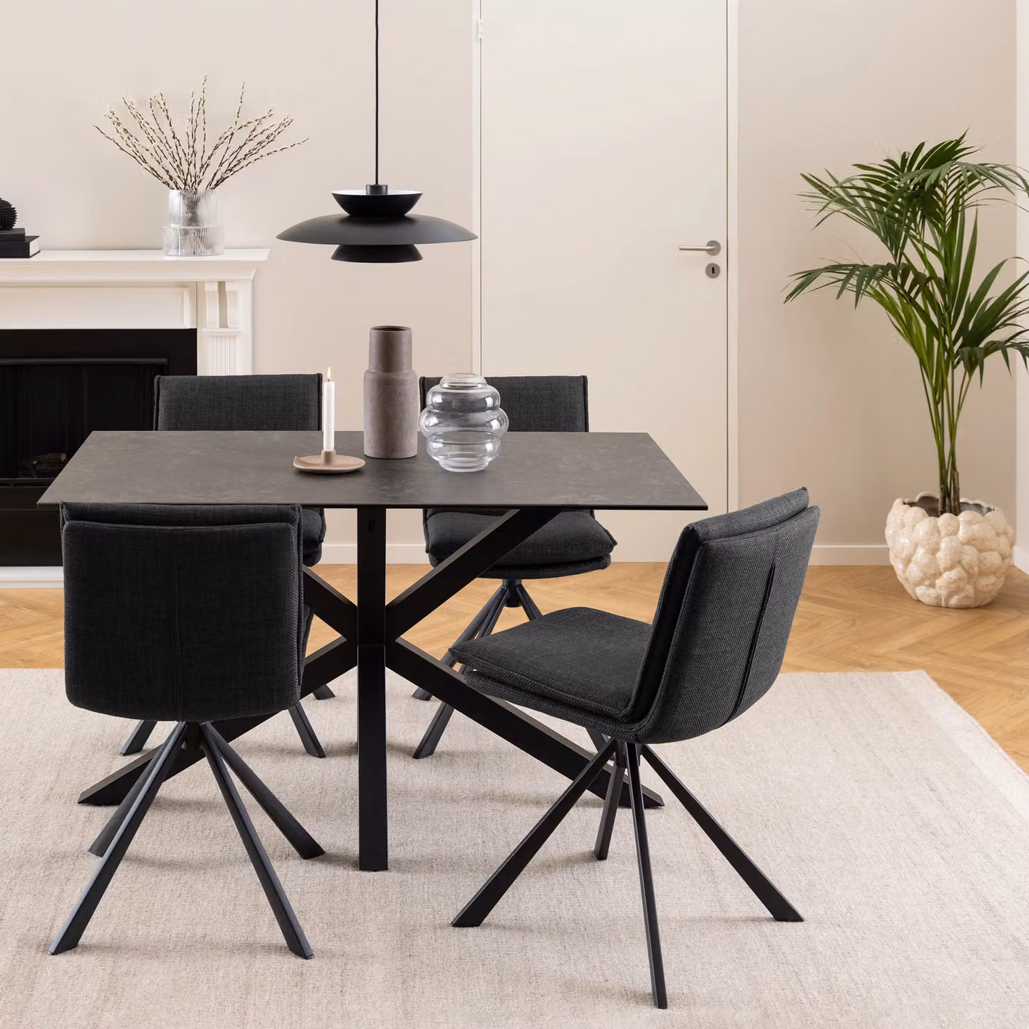 Furniture To Go Heaven Rectangular Ceramic Dining Table with Matt Stone Top in Black, White, Brown or Grey, 135 cm – 3