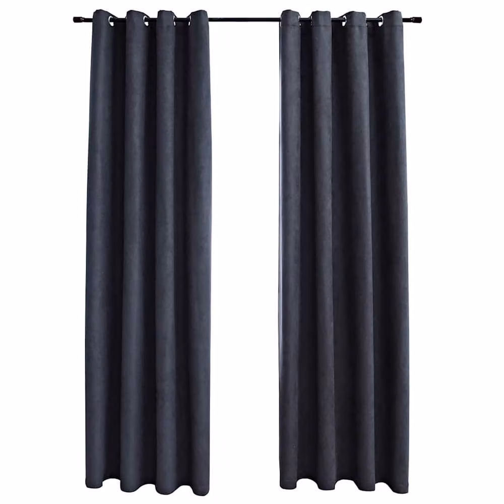 Berkfield Home Elegant Blackout Curtains with Metal Rings, 2 Pack, Anthracite Grey, W: 140 cm, H: 175 cm – 3