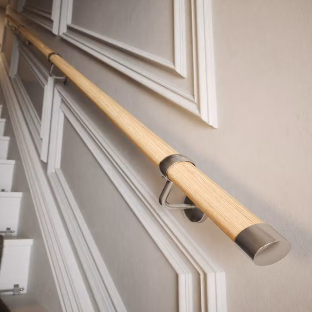 Rothley Round Pine Wood Interior Staircase Handrail Kit in Brown