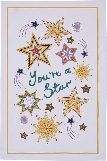 Ulster Weavers You're a Star Geometric Print Multicolour 100% Cotton Tea Towel with Hanging Loop