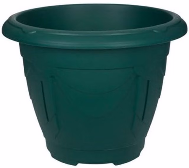 Whitefurze Green Round Venetian Decorative Plastic Garden Flower Planter Pot, Diameter: 24 cm