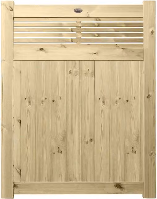 Premier Garden Supplies URBAN Interlocked Tongue Groove Pressure Treated Garden Gate with Vogue Trellis Top, W: 120 cm, H: 150 cm