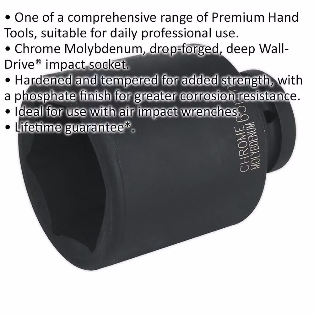Loops 65mm Forged Deep Impact Socket, 1 Inch Sq Drive, Black Chromoly Wrench Socket – 2