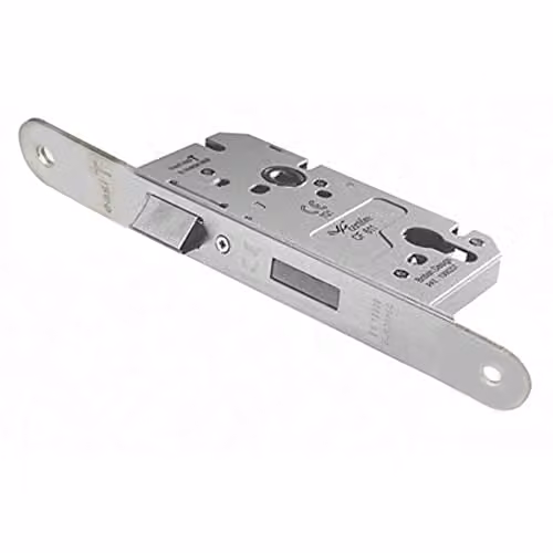Loops Architectural DIN Euro Profile Sashlock with Radius Forend in Satin Stainless Steel Silver