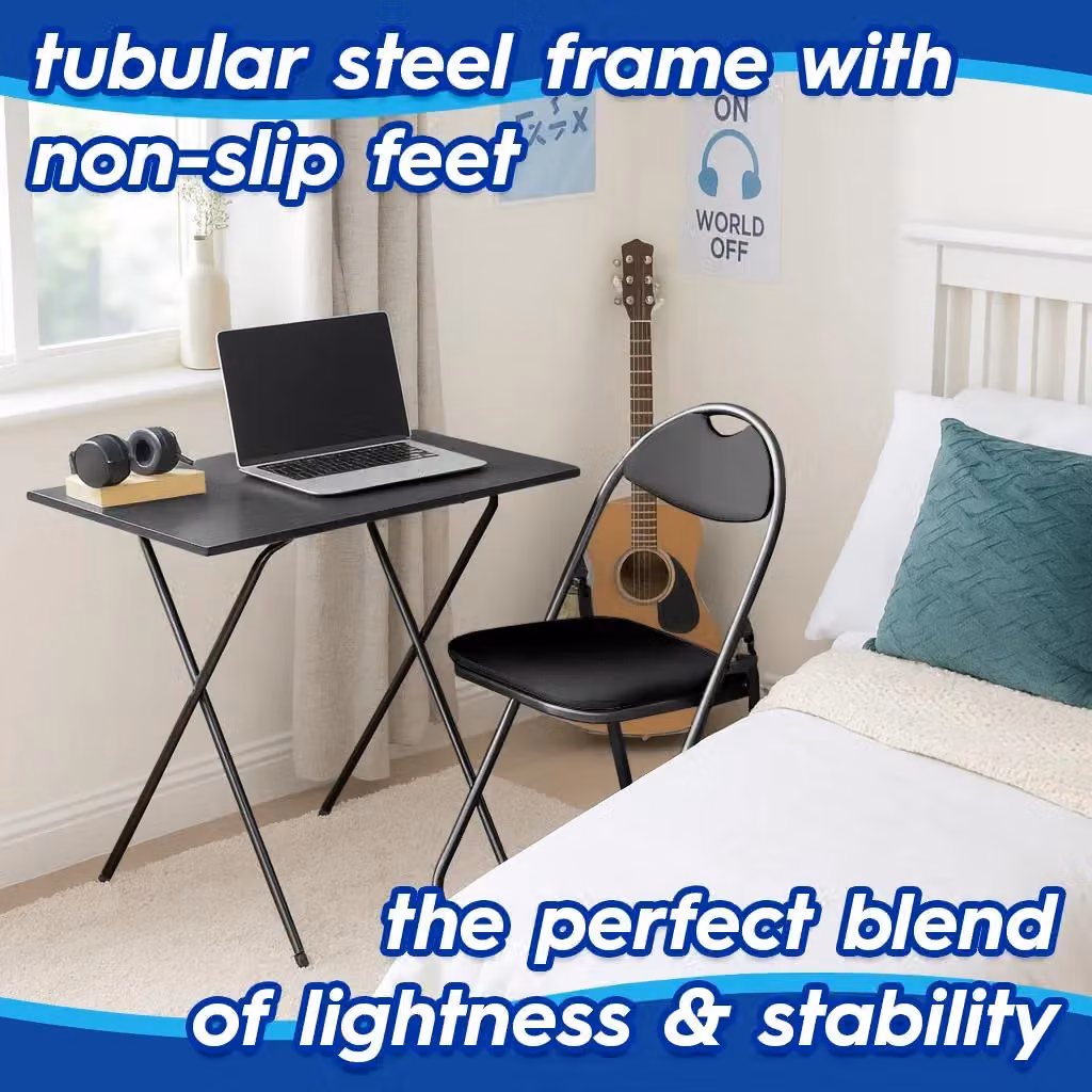 Harbour Housewares Black Wooden Folding Computer Desk for Home Office and Bedroom – 4