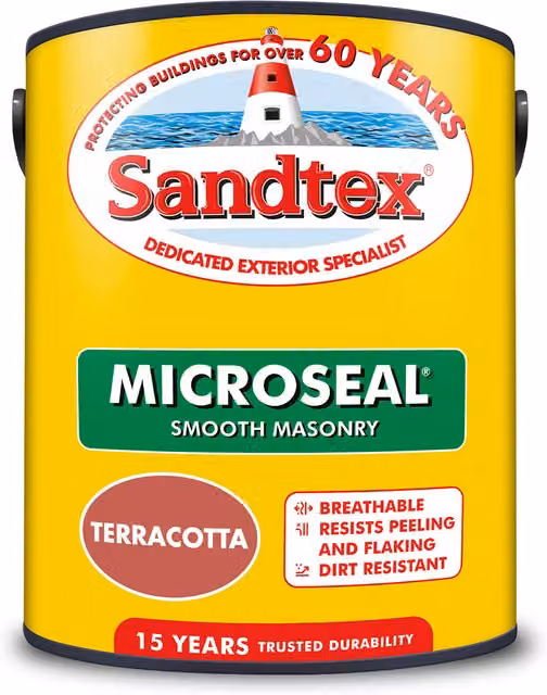 Sandtex Microseal Smooth Masonry Paint in Red/Orange, 5l
