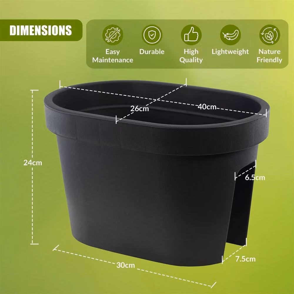 EONLION Black Plastic Hanging Planter Flower Bridge Plant Pot W/D/H: 40 x 26 x 24 cm – 2