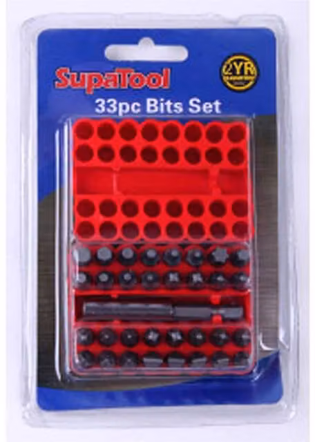 SupaTool Screwdriver Bit Set, 33 Piece, Red
