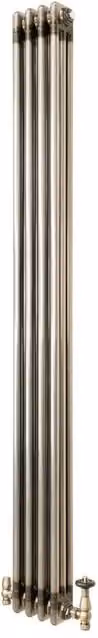 Monstershop Traditional 3 Column Steel Radiator with Integrated Valves, Silver, H: 180 cm, W: 20 cm – 1