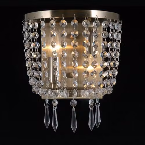 Netlighting Cortina Wall Lamp in Antique Bronze with 2 Transparent Crystal Glass Shades and E14 Sockets – 2