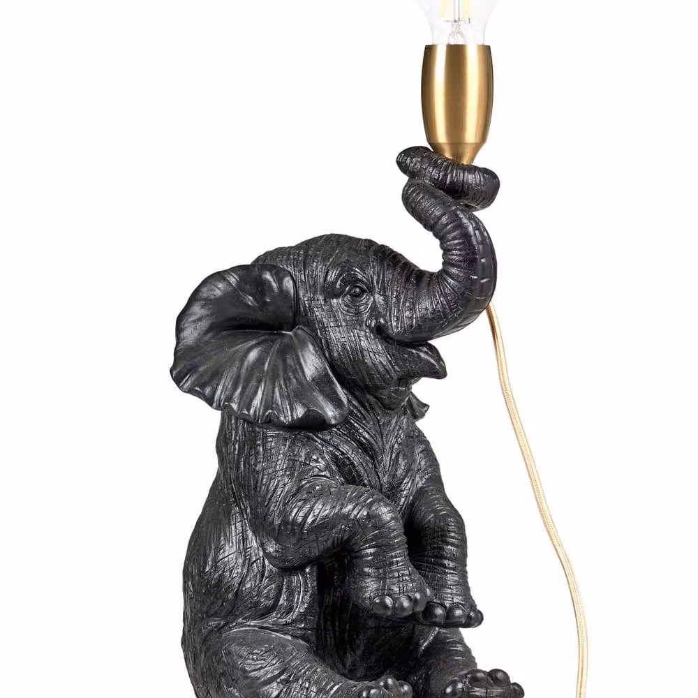Wyld and Coco Black Elephant Polyresin Table Lamp – 2