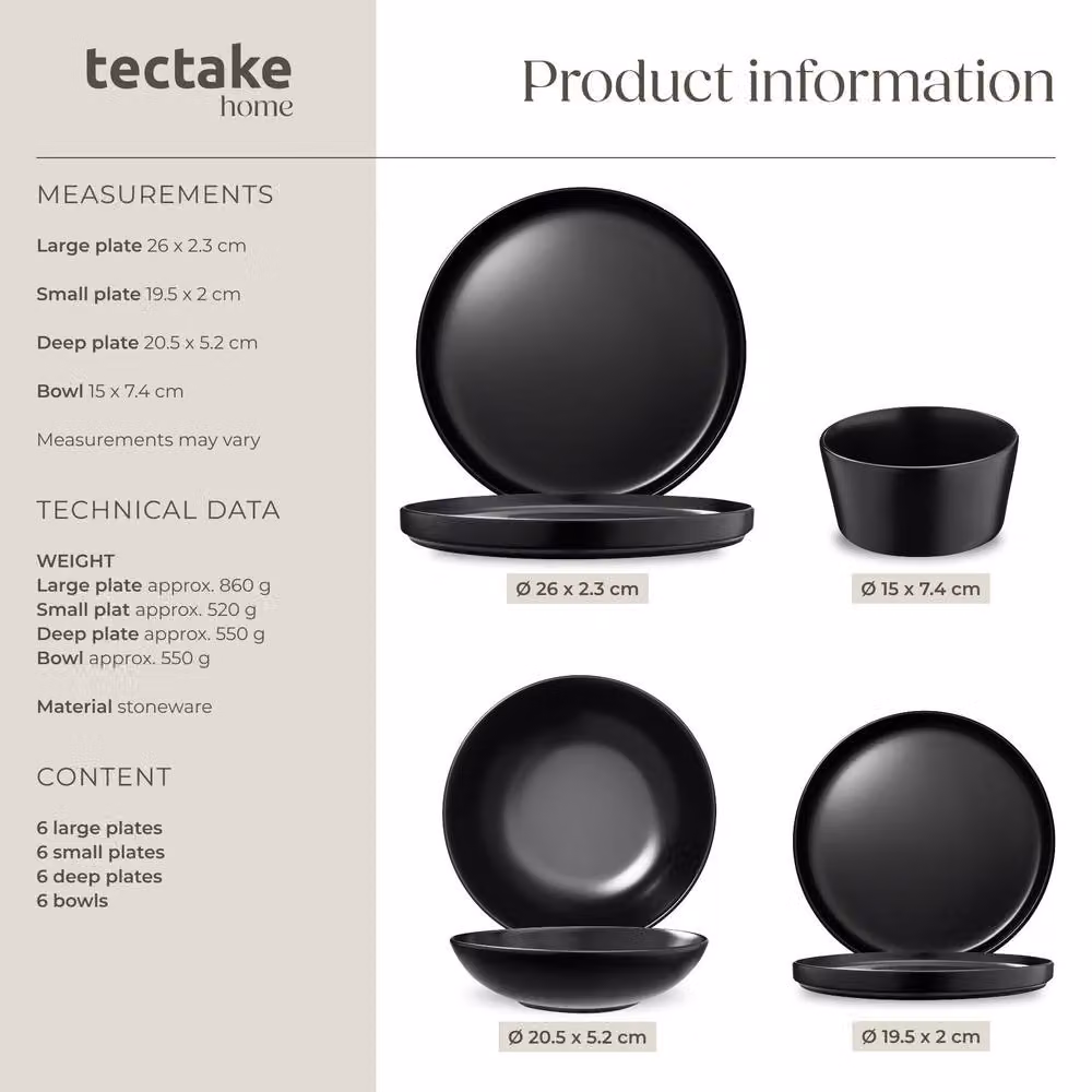 tectake Kitchen Starter Set Una/Parma in Black – 3