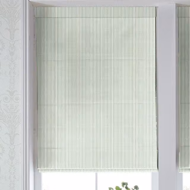 Laura Ashley Candy Stripe Blackout Roman Blind in Bottle Green