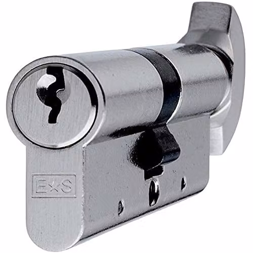 Loops 70mm Double Euro Cylinder and Thumbturn Lock, 5 Pin, Nickel Plated Silver