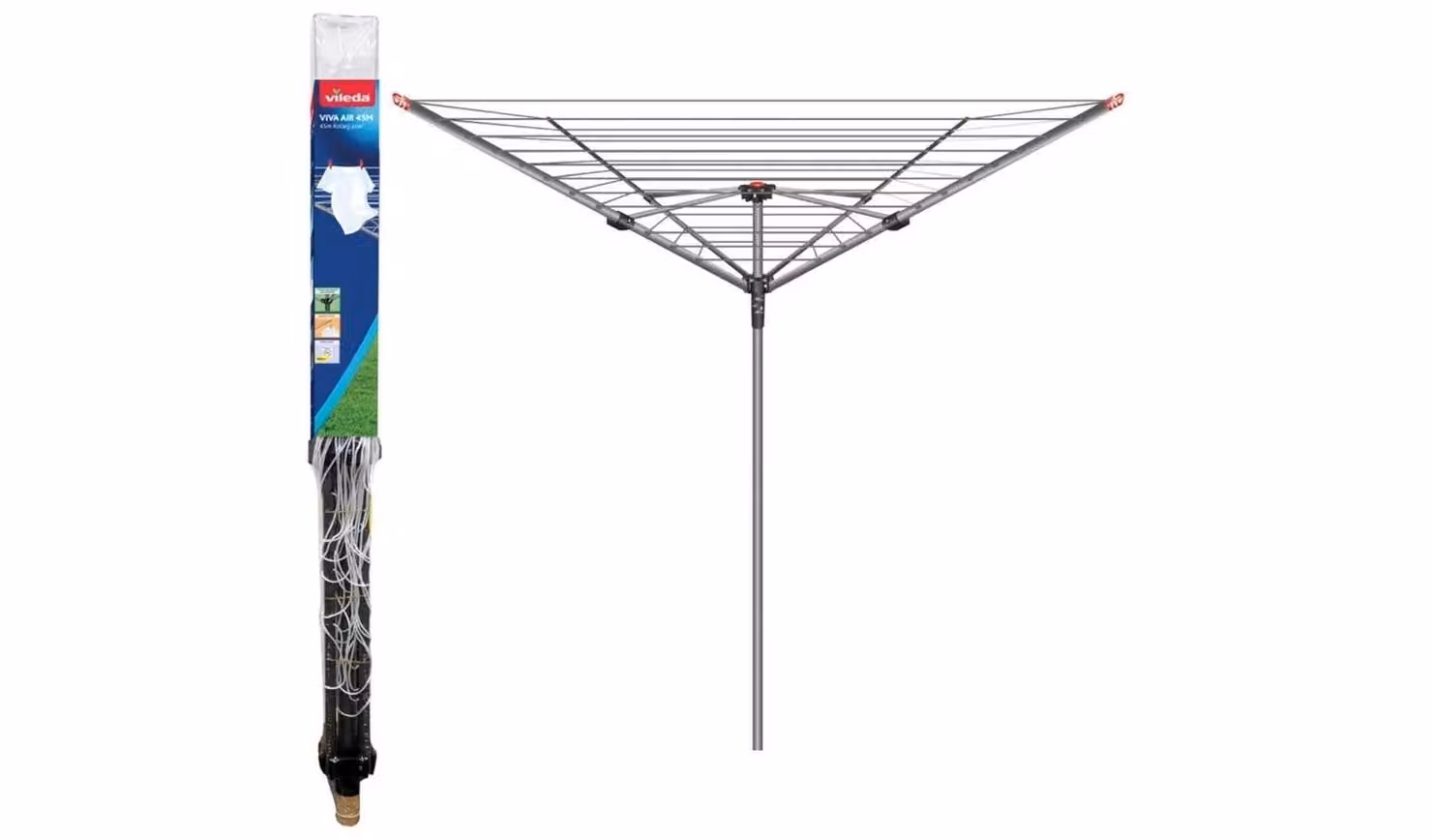 Vileda Viva Air 45m Rotary Airer Outdoor Washing Line in Silver