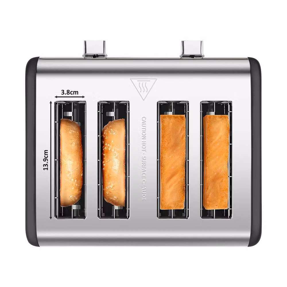 Cusimax Sleek 4 Slice Stainless Steel Toaster with Digital LED Display in Black – 2