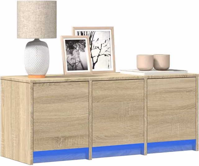 Berkfield Home Modern TV Cabinet with LED in Sonoma Oak Brown, W/D/H: 97 x 40 x 40 cm