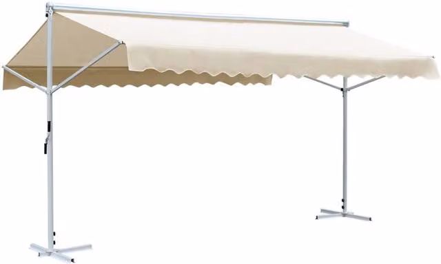 Berkfield Home Free Standing Cantilever Awning in Beige, W: 600 cm, D: 300 cm