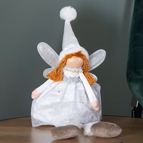 Samuel ALEXANDER Soft White Fairy Magic Christmas Tabletop Decoration with Dangly Legs, Height: 30 cm – 2