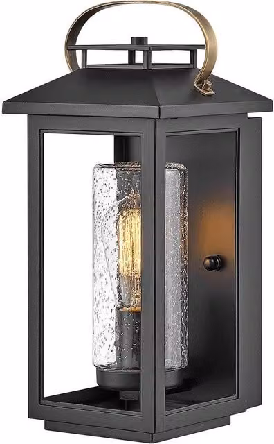 Hinkley Atwater Outdoor Wall Lantern in Black with Transparent Glass, IP44 Rated – 1
