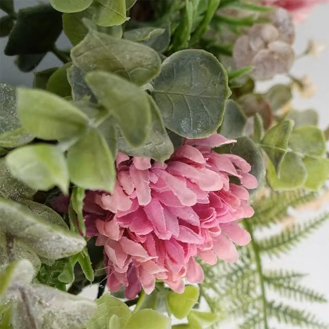 Botanik Luxury Pink Floral Artificial Wreath, Diameter: 45 cm