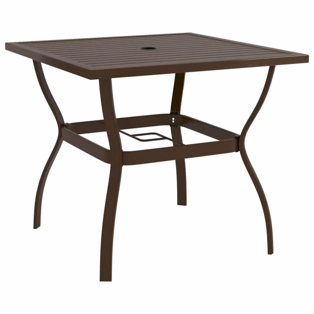 Berkfield Home Brown Square Garden Table in Powder Coated Steel, W/D/H: 81.5 x 81.5 x 72 cm – 2
