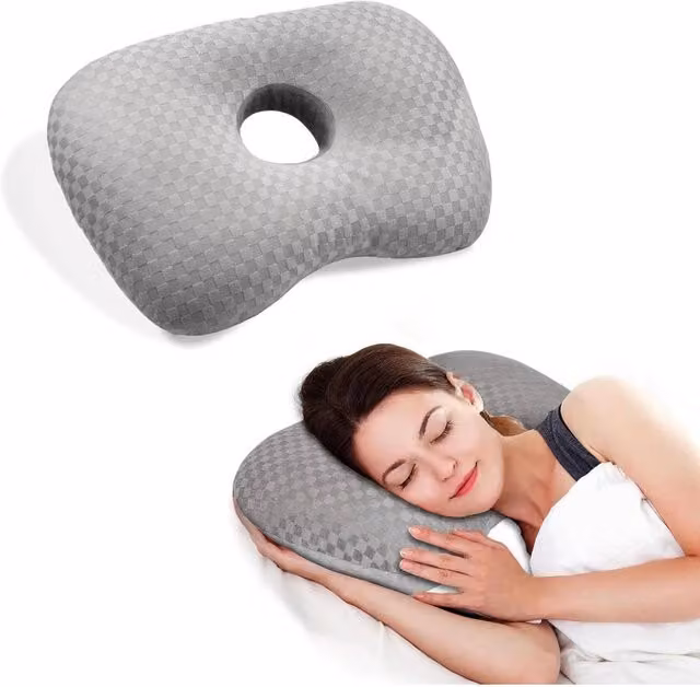 KORVIXA Breathable Ergonomic Ear Piercing Pillow in Grey – 1