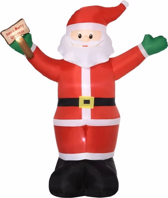 Outsunny 8ft Inflatable Christmas Santa Claus with LED Lights and Blessings Sign in Red and White