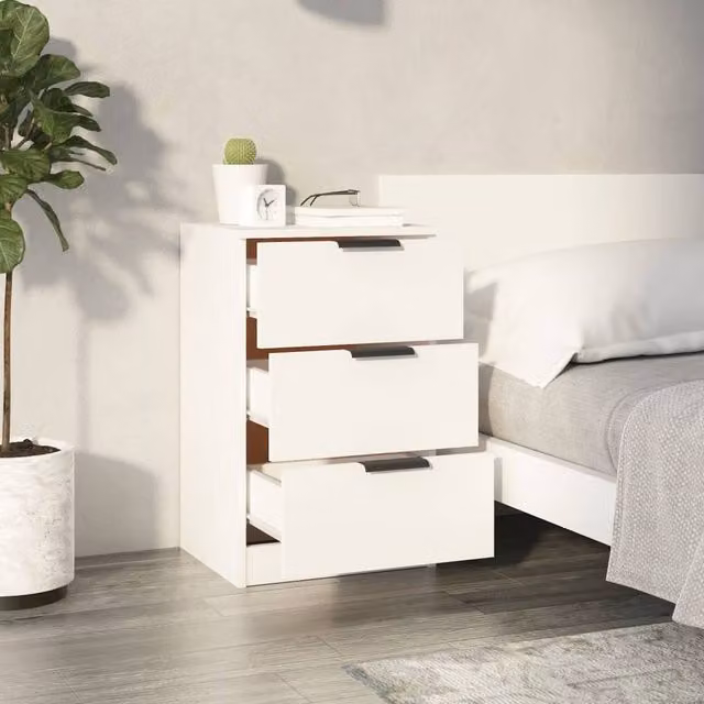 Berkfield Home Modern Bedside Cabinets, 2 Piece, White, W/D/H: 40 x 36 x 65 cm