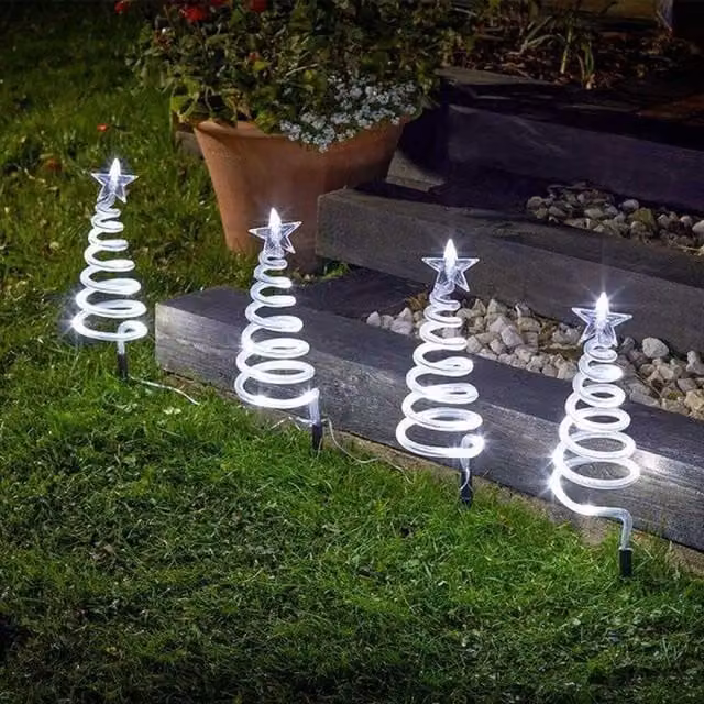 Marco Paul 4x White LED Spiral Christmas Tree Stake Lights
