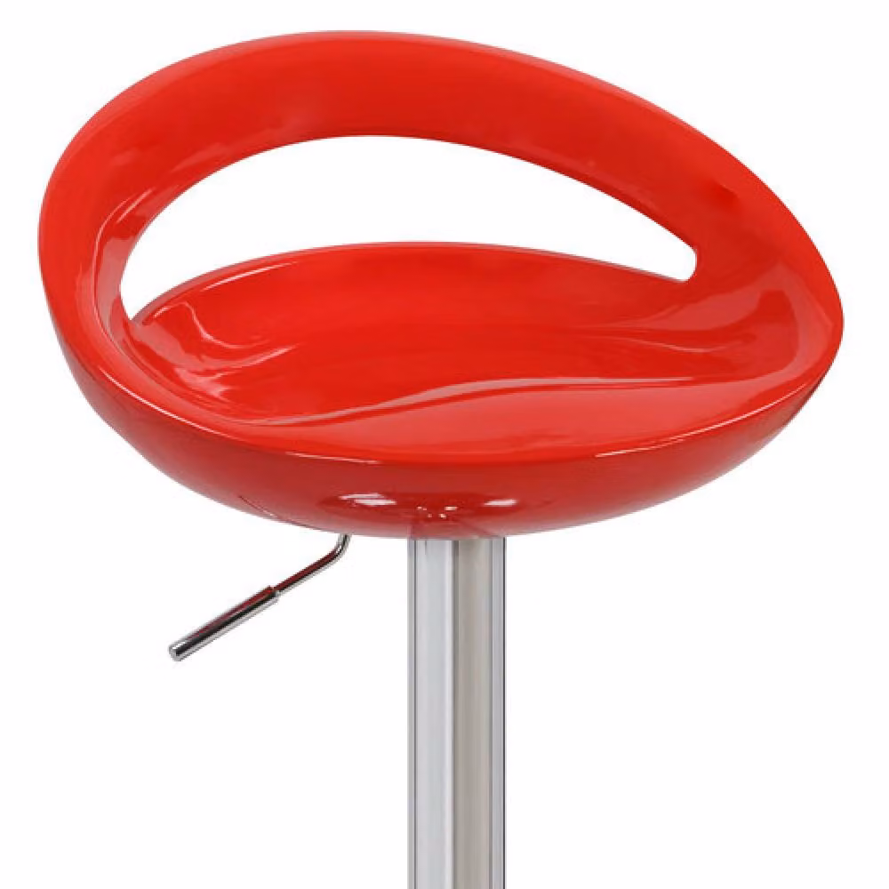 netfurniture Halfy Half Moon Retro Kitchen Bar Stool in Red with Adjustable Height – 2