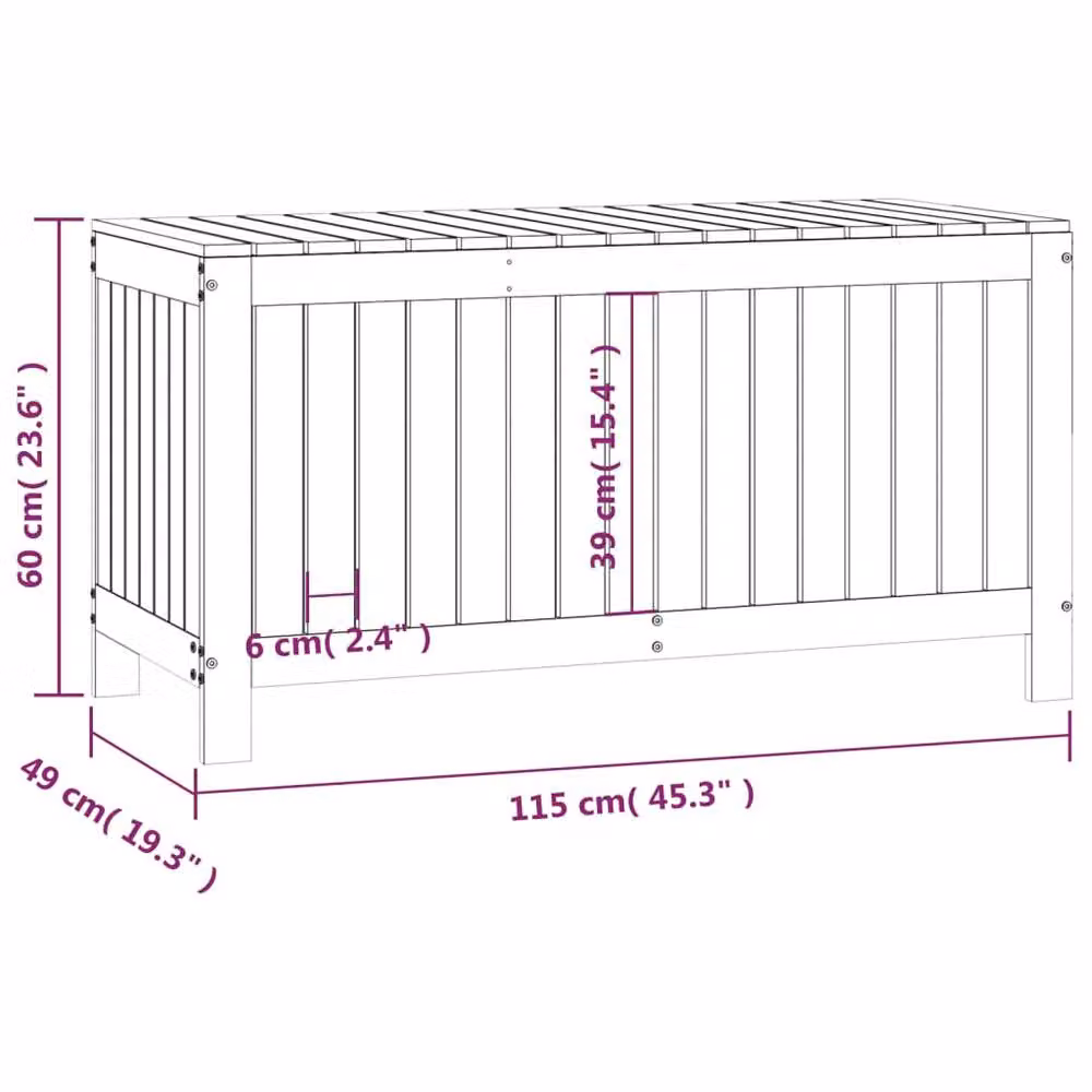 Berkfield Home Garden Storage Box in Honey Brown Solid Pine Wood, W/D/H: 115 x 49 x 60 cm – 4