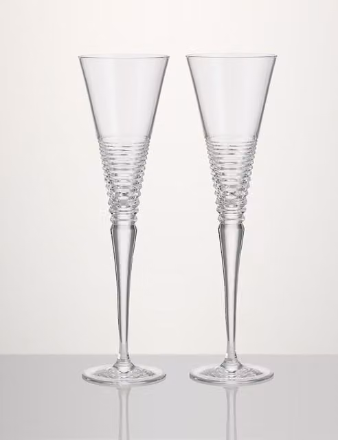 Waterford Circon Geometric Crystal Champagne Flutes, Set of 2, Clear