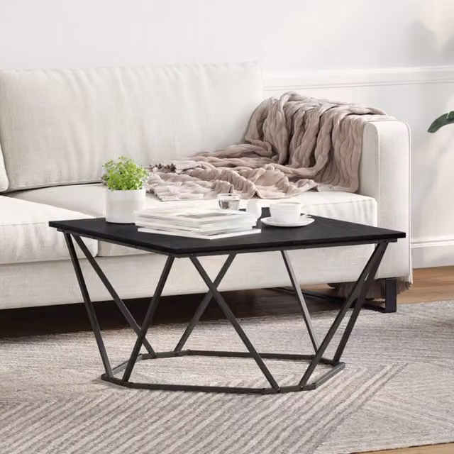 Berkfield Home Black Oak and Metal Rectangular Sleek Coffee Table