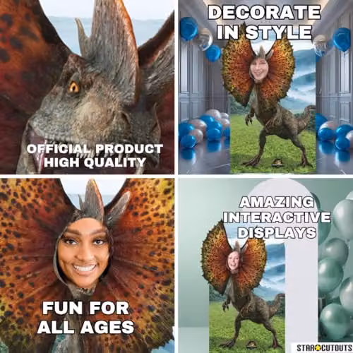 Star Cutouts SC4725 Dilophosaurus Jurassic World Rebirth Cardboard Stand-In Photo Prop, Height: 135 cm – 3