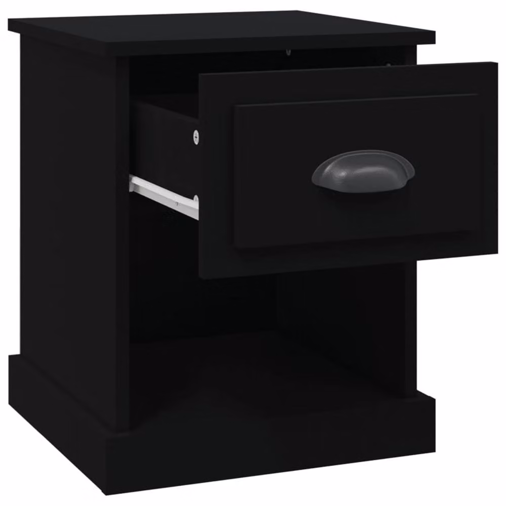 Berkfield Home Set of 2 Modern Black Bedside Cabinets, W/D/H: 39 x 39 x 47.5 cm – 5