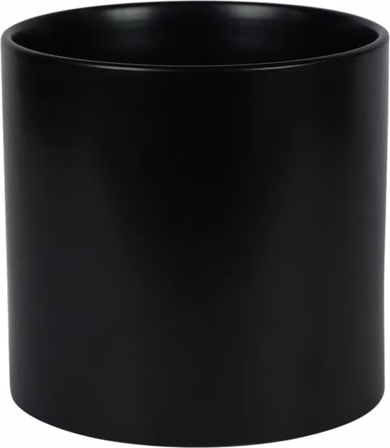 Kingsbury Gifts Modern Round Black Ceramic Tabletop Plant Pot, H: 17 cm, W: 17.5 cm, D: 17 cm