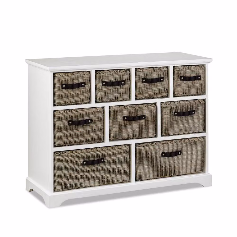 Statement Furniture Tetbury 9 Drawer Storage Unit in White with Neutral Extra-Strong Baskets, W/D/H: 80 x 40 x 105 cm – 2