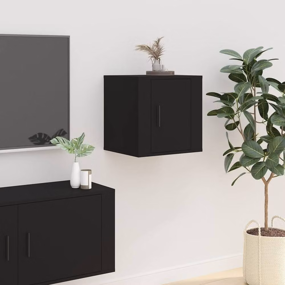 Berkfield Home Set of 2 Wall Mounted TV Cabinets in Black, W/D/H: 40 x 34.5 x 40 cm – 4