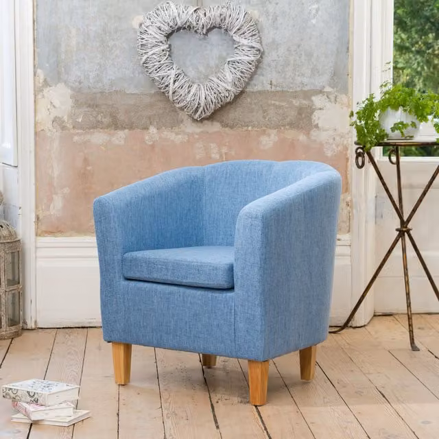 Artemis Home Alderwood Blue Fabric Tub Chair Armchair, Width: 68 cm – 1
