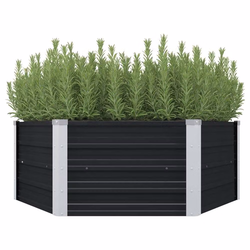 Berkfield Home Raised Garden Bed in Anthracite Galvanised Steel, W/D/H: 129 x 129 x 45 cm – 2