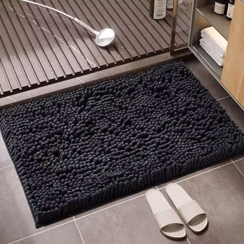 GAVENO CAVAILIA Black Chenille Microfibre Bath Mat, W/D: 50 x 80 cm – 4