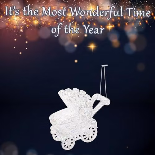 VFM e-Store Iridescent Acrylic Pram Christmas Tree Ornament, Clear, 10 cm – 3